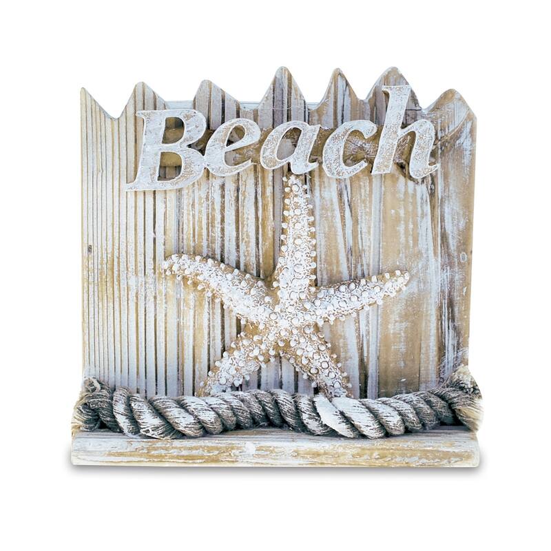 CoTa Global Baja Beach Starfish Nautical Wooden Coaster Set - 9Lx5.75Wx5H inches.