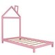 preview thumbnail 4 of 7, Pink Twin Size Wood Platform Bed with House-shaped Headboard