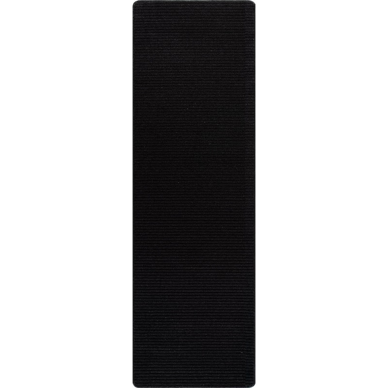 Beverly Rug Solid Color Non-Slip Rubber Back Washable Indoor Area Rug - 2X5 - Black