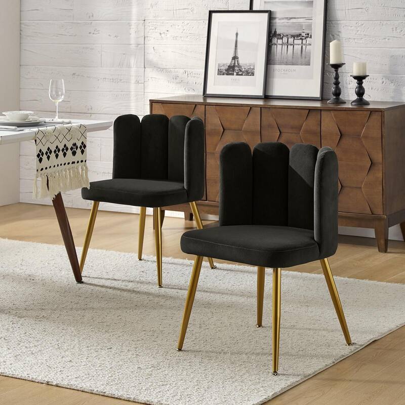 Anjela Side Chair with Tufted Back Set of 2 - GREY
