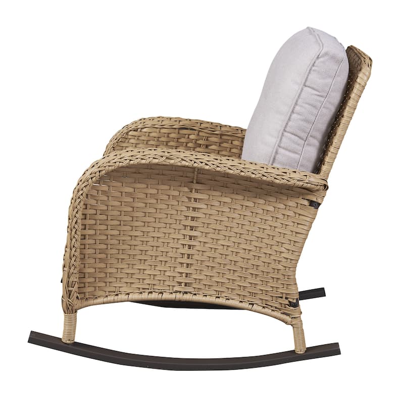 Gymojoy Outdoor Rocking Chairs Table with Cushions Set of 2