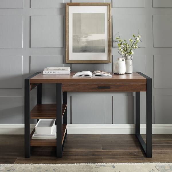 slide 2 of 7, Middlebrook Designs Nesmith 48-inch Urban Computer Desk Dark Walnut