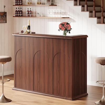 55-Inch Home Bar Unit, Mid-Century Modern Liquor Bar Table for Home Pub, Kitchen, Living Room
