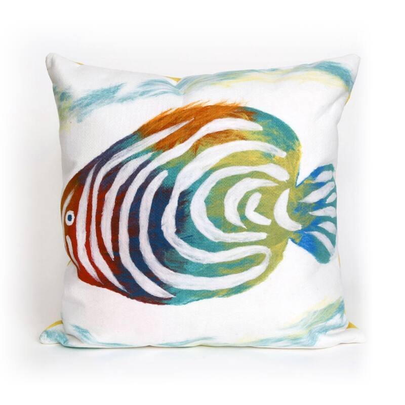 Liora Manne Visions III Rainbow Fish Indoor/Outdoor Pillow Pearl 20" Square