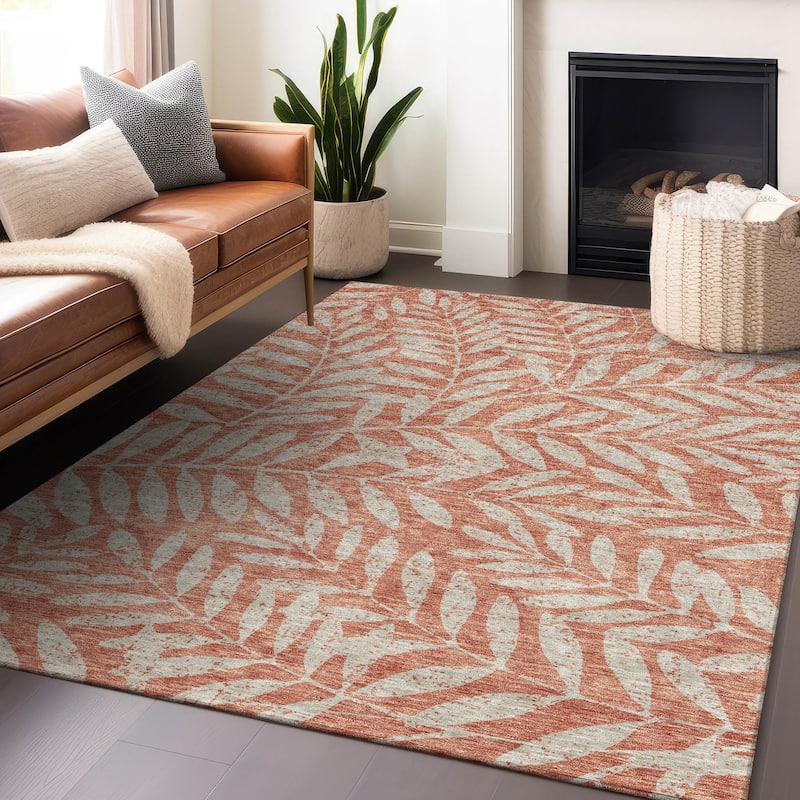 Machine Washable Indoor/ Outdoor Chantille Palm Rug