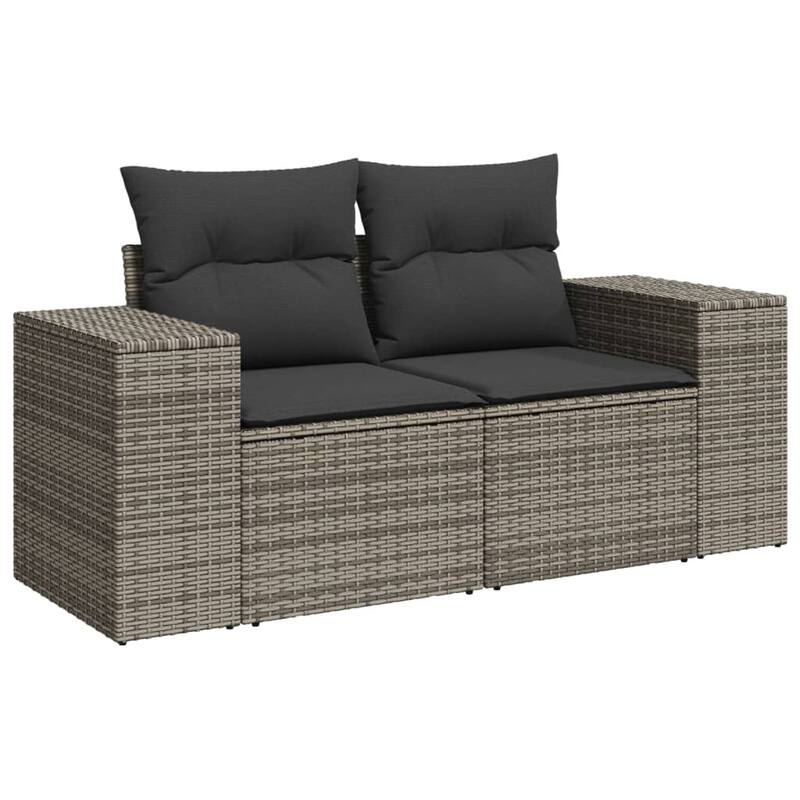 vidaXL Patio Sofa Set with Cushions Outdoor Furniture 10 Piece Poly Rattan - 21.7 x 39.4 x 28.7