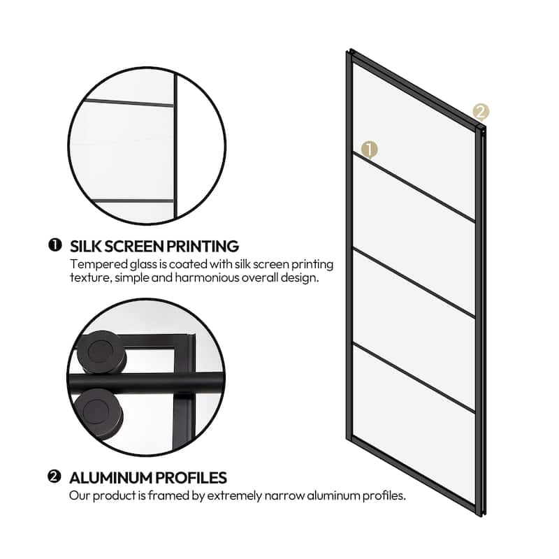 Losar Sliding Framed Bathtub Shower Door Tempered Glass - 60" W x 66" H