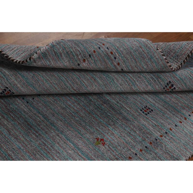 Hand Knotted Oriental 100% Wool Carpet Tribal Animal Pictorial Greys & Charcoal Gabbeh Area Rug - 5' 10'' X 3' 11''