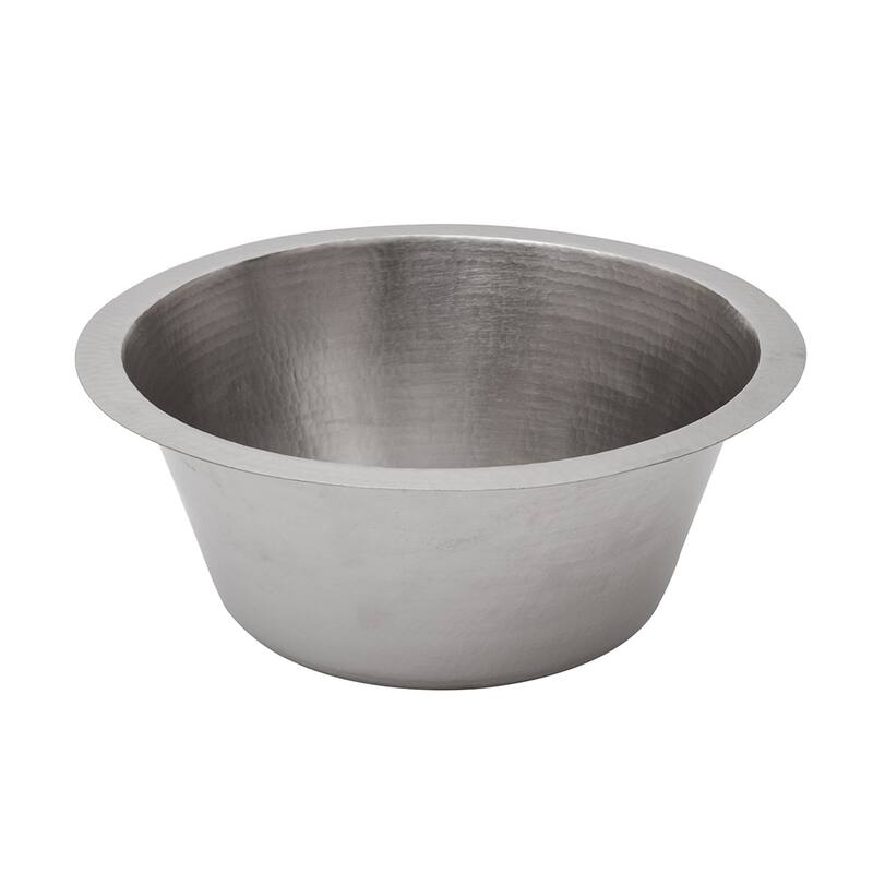 16-in Round Hammered Copper Prep Sink in Nickel w/ 3.5-in Drain Opening (BR16EN3)