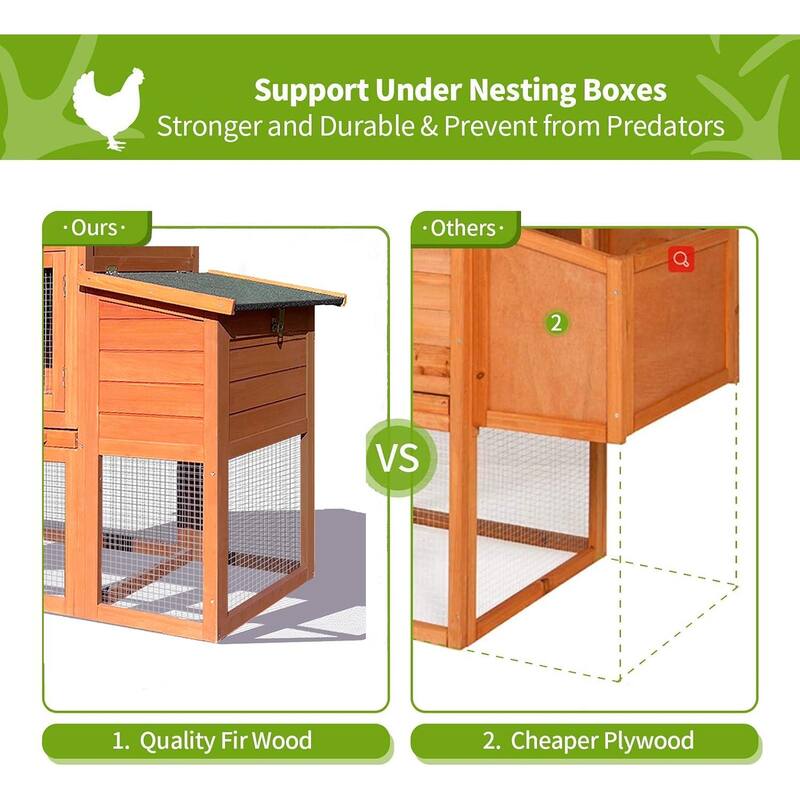 123" Large Chicken Coop with Run, for 5-10 Chickens, Chicken Run Poultry Cage Rabbit Cage Duck House with Nesting Box