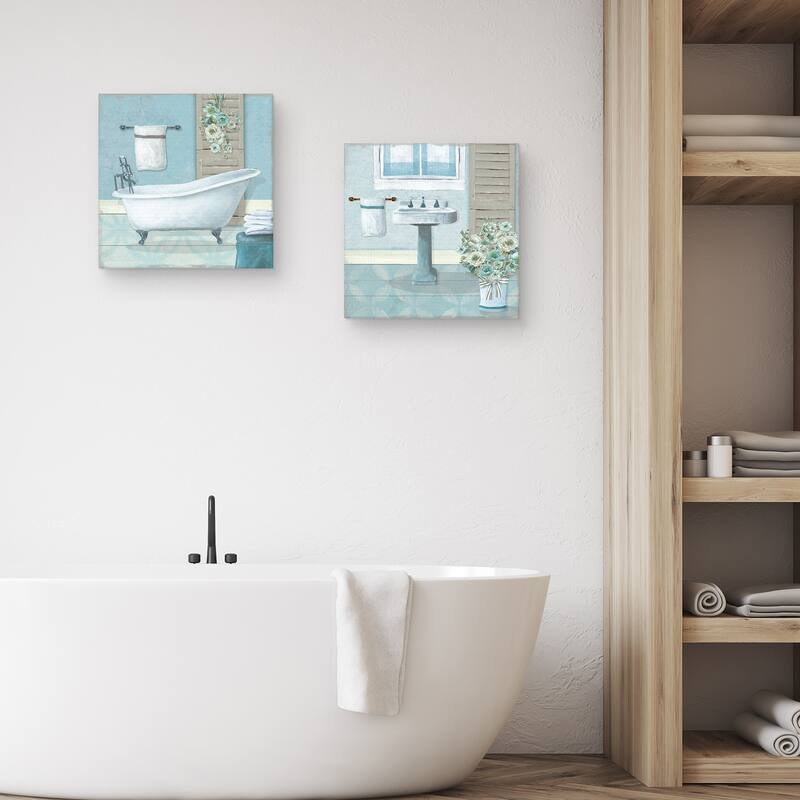 Teal Bath by Carol Robinson Canvas S/2 by Carol Robinson Canvas Art Prints
