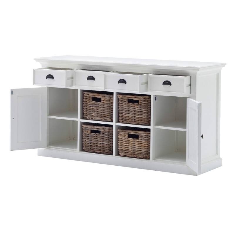HomeRoots 63" White Solid Wood Four Drawer Sideboard with Two Doors - 62.99' X '33.46' X '19.69