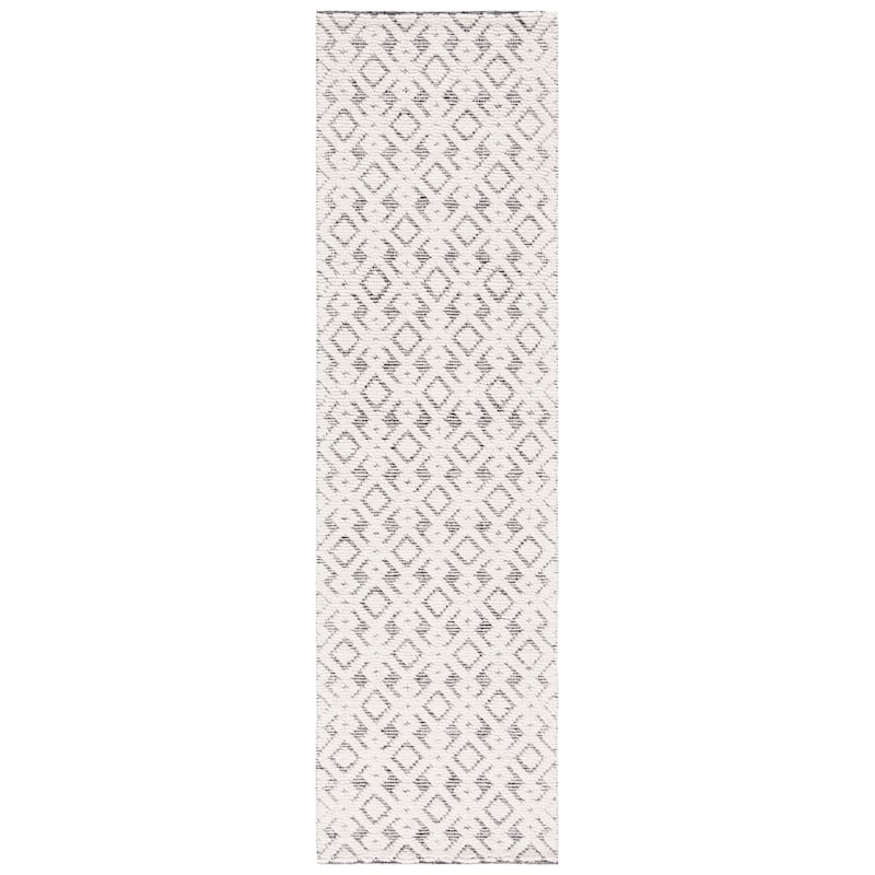SAFAVIEH Vermont Handmade Meda Geometric Wool Area Rug - 2'3" x 8' Runner - Ivory/Black