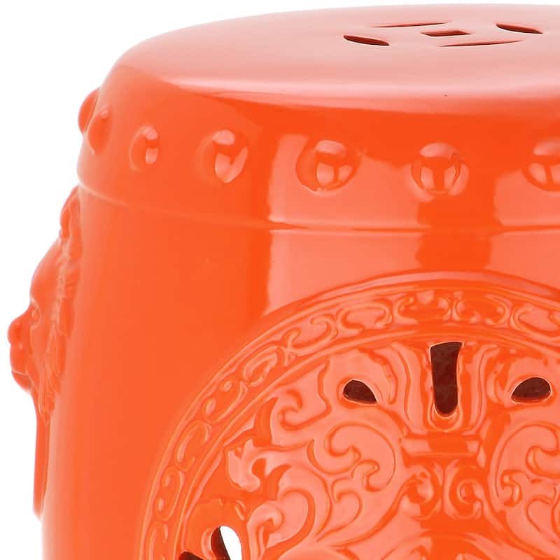 SAFAVIEH Drusiana Dragon Coin Orange Ceramic Decorative Garden Stool
