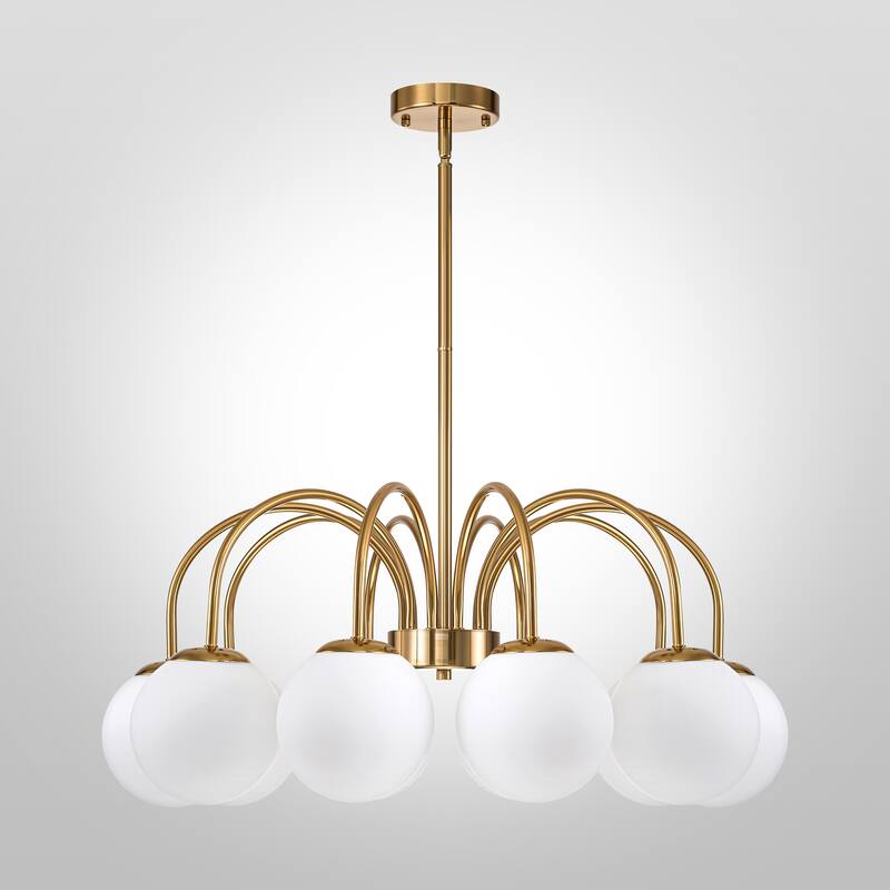 6/10-Light Modern Linear Sputnik Cluster Frosted Opaque Glass Globe Bubble Chandelier for Dining Room