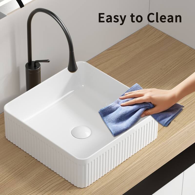 GDFStudio - Adrian Porcelain Vessel Sink with Modern Countertop Bathroom Basin Design