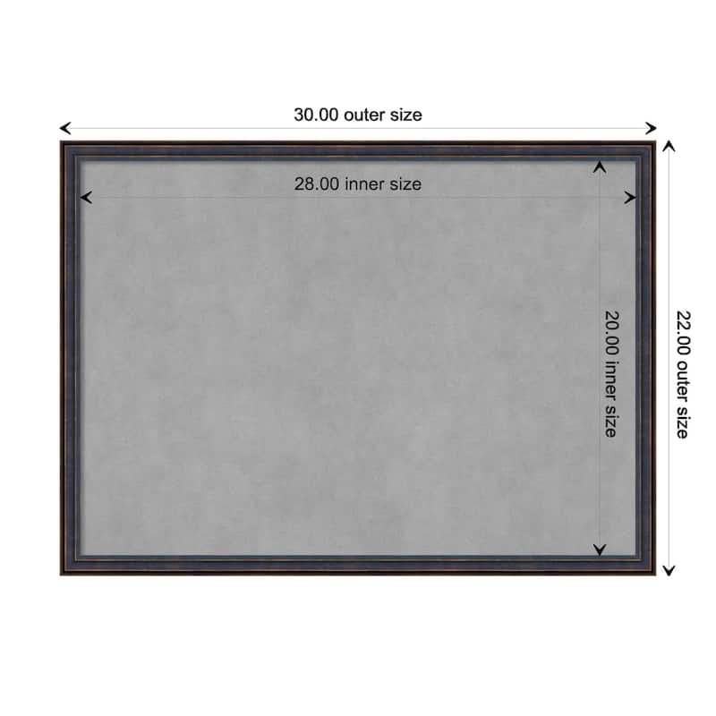 Amanti Art Dark Bronze Scoop Framed Magnetic Board - Board Size 28x20
