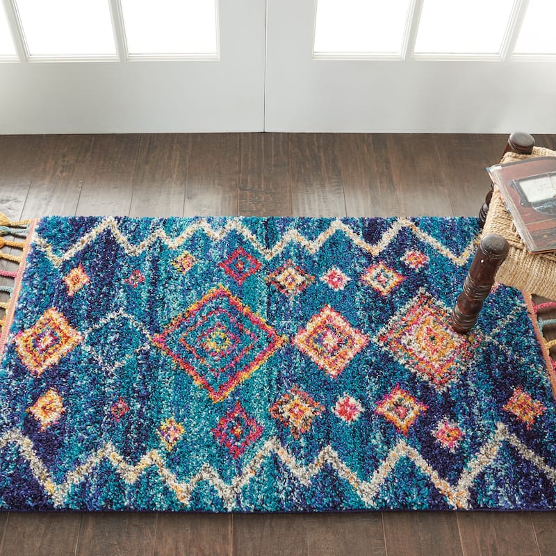 Nourison Moroccan Casbah Boho Geometric Tassel Area Rug