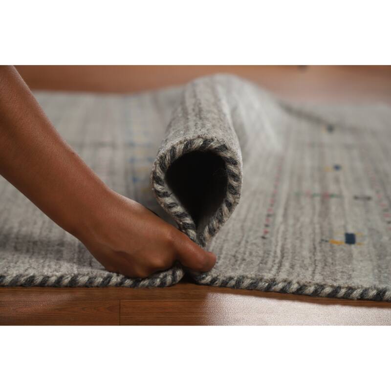 Oriental Grey Gabbeh Indian Area Rug Handmade Wool Carpet - 5'1" x 7'8"