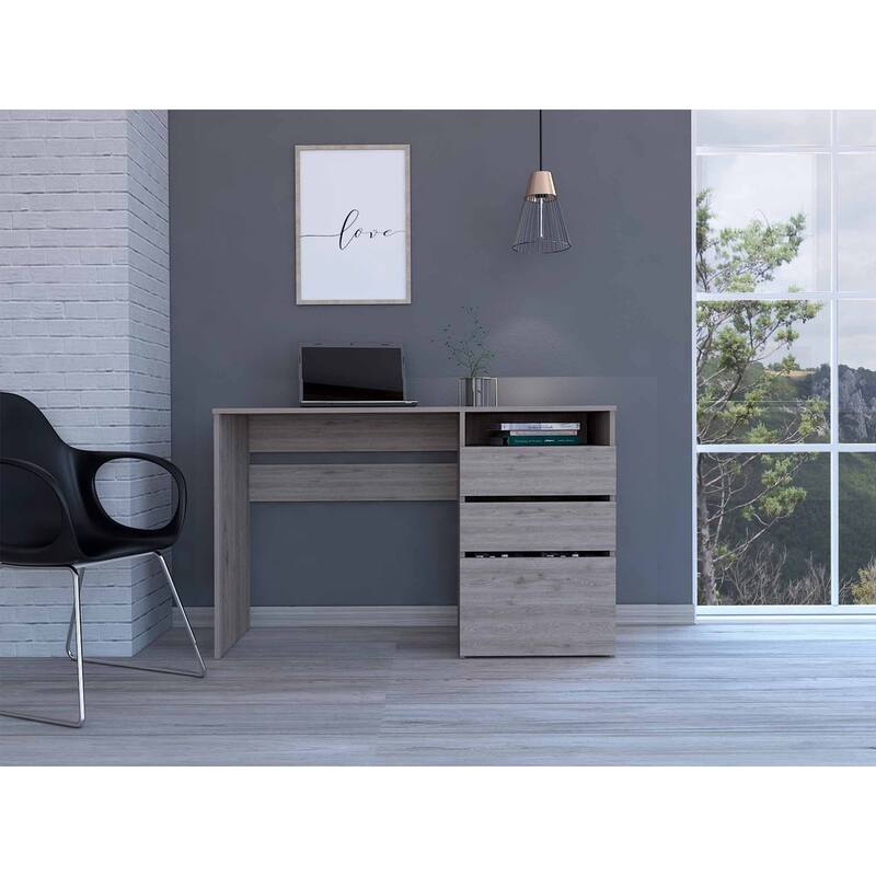 47" Black Computer Desk With Three Drawers