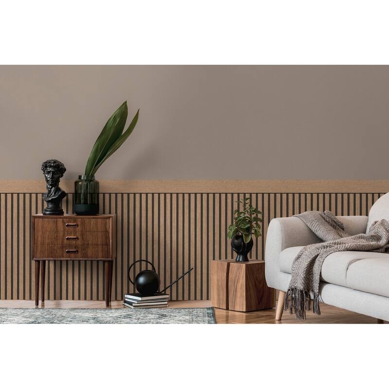 Galerie Wallcoverings Woods and Wicker Collection Dado Panel Double Width Matte Finish Vinyl on Non-woven Wallpaper Roll