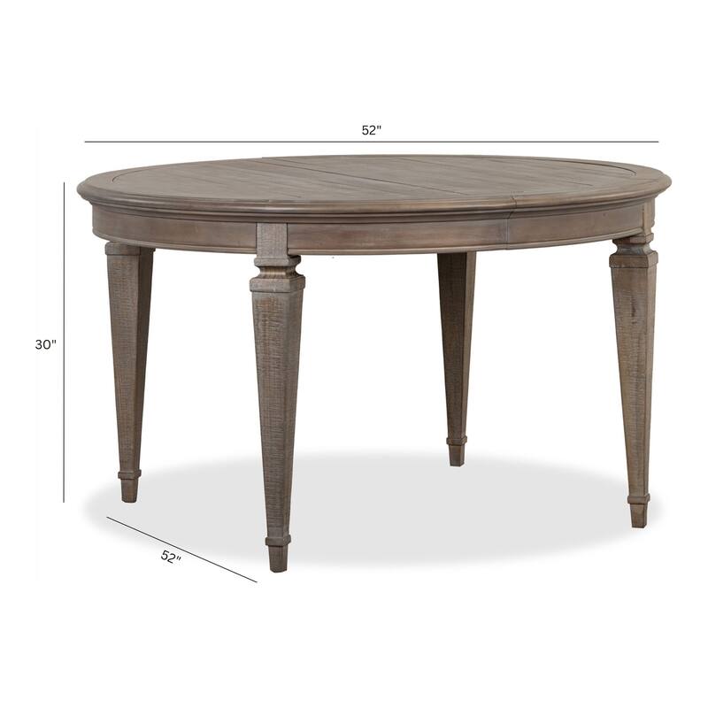 Magnussen Home Lancaster Dovetail Grey Extendable Round Dining Table - 52''W x 52''D x 30''H