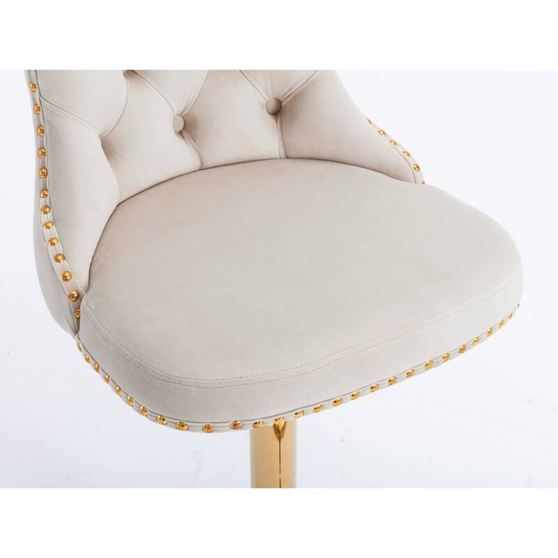 GDF Studio - Riveton Modern Swivel Velvet Upholstered Bar Stools with Tufted Back (Set of 2)