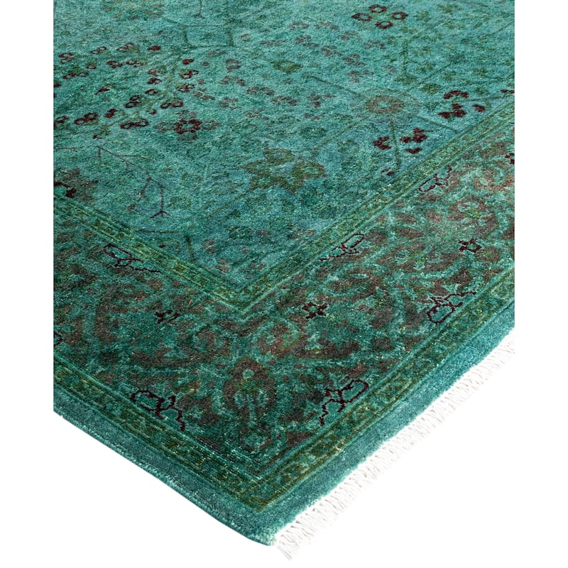 Overdyed One-of-a-Kind Hand-Knotted Area Rug - Green - 4' 2" x 6' 3"