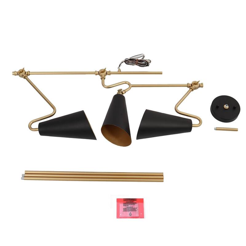 Modern 3-Light 49.5"L Black Gold Linear Chandelier Metal Industrial Island Lights for Dining Room - 49.5 "