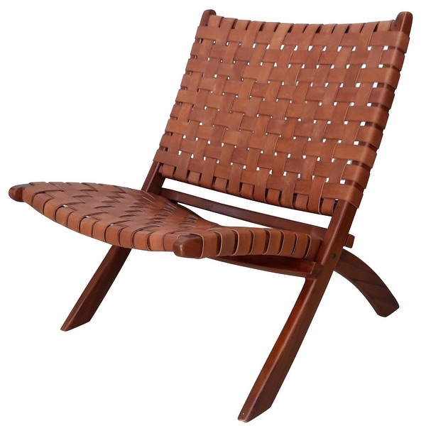 Leather best sale woven armchair