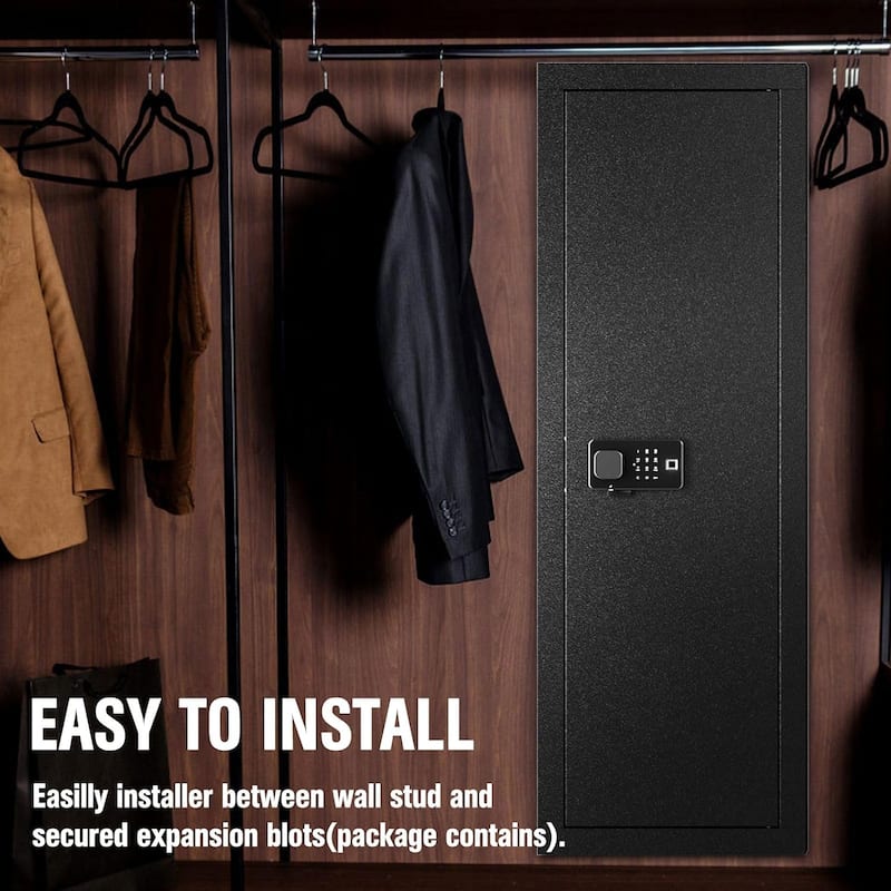 53" Assembled In Wall Hidden Gun Safe Cabinet with 3 Removable Shelves and 1 Adjustable Rack