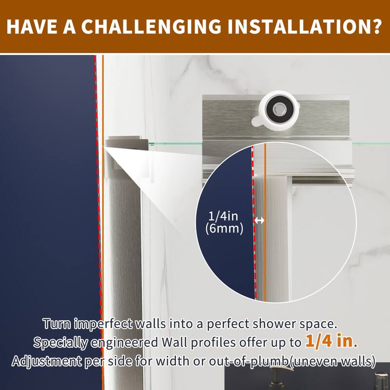 Modland 56-60''x 72'' Glass Shower Door - 56''-60''x 72''