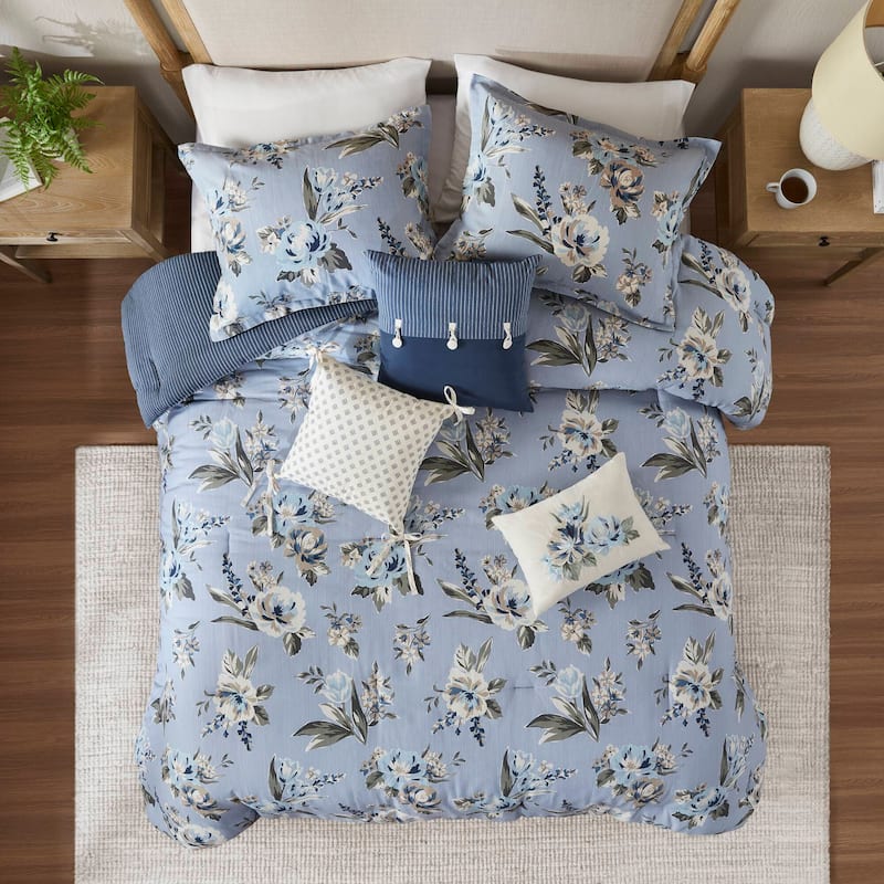 GDF Studio - Rosehaven 7-Piece Queen Vintage Floral Comforter Set