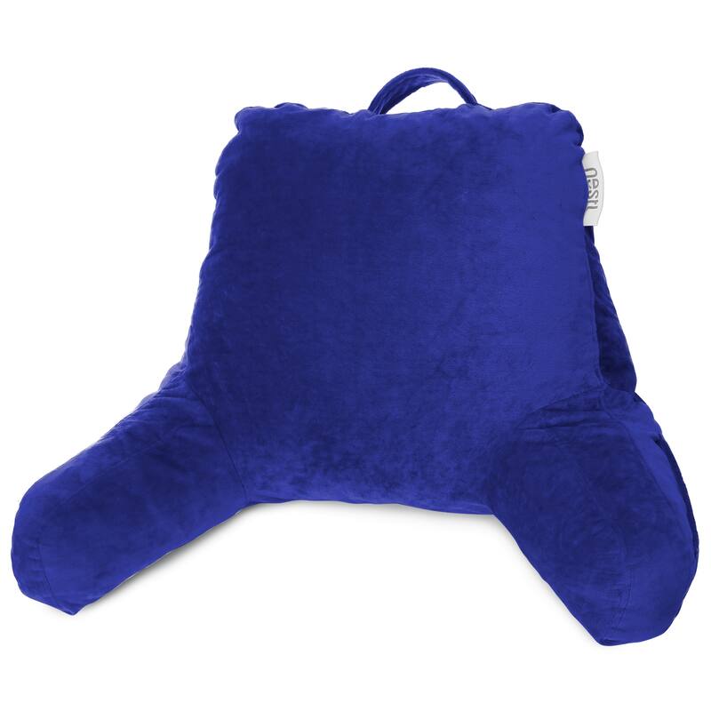 Empyrean Backrest Reading Pillow with Arms - Shredded Memory Foam Back Support Bed Rest Pillow - Medium - Royal Blue