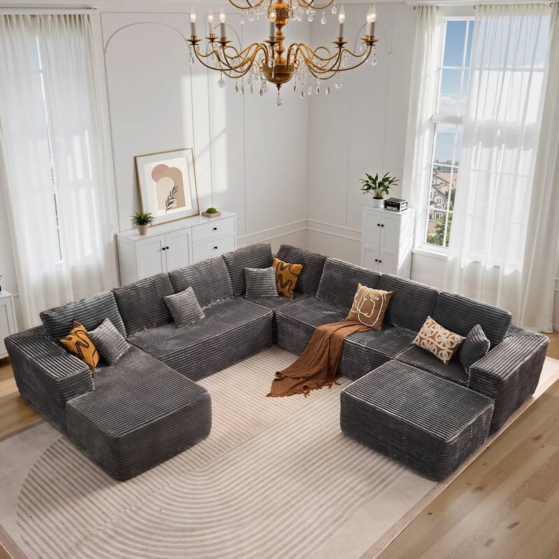 OVIOS 5-Piece Arced Plush Modular Sofa Set