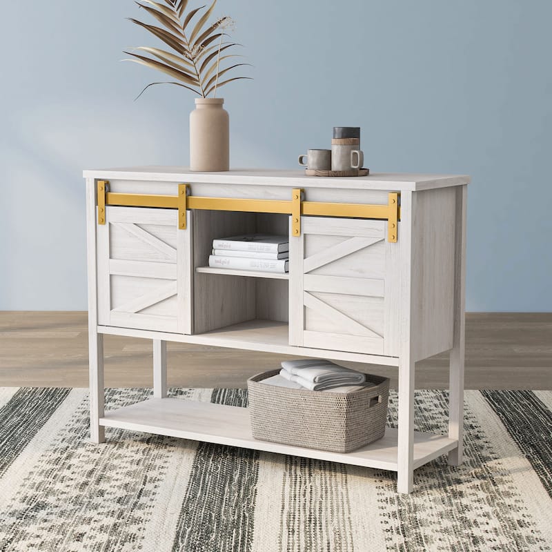 DH BASIC Modern Farmhouse White Oak 47" 4-shelf Buffet by Denhour