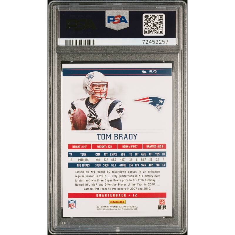 Tom Brady 2013 Panini Rookies and Stars Football Card #59 Graded PSA 10 - 8'6" x 11'6"