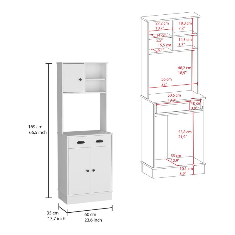 Kitchen Pantry with 3-Doors Storage Cabinet and Drawer for Kitchen, Living Room and Dinning