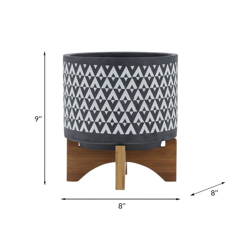 Sagebrook Home Elegant Ceramic Planter on Wooden Stand - Perfect for Modern Home Decor and Plant Lovers