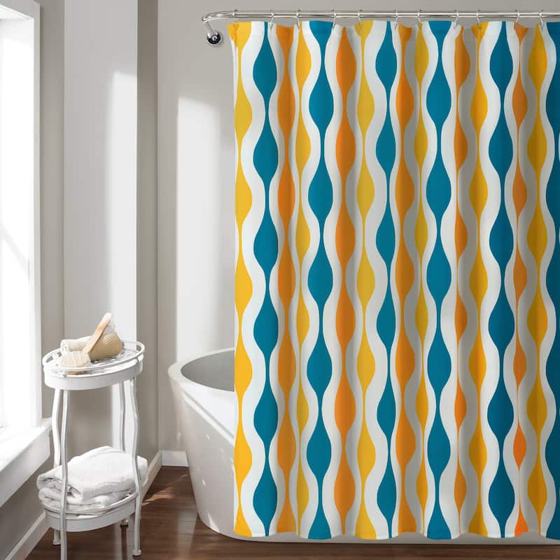 Lush Decor Mid Century Geo Shower Curtain - Turquoise & Orange