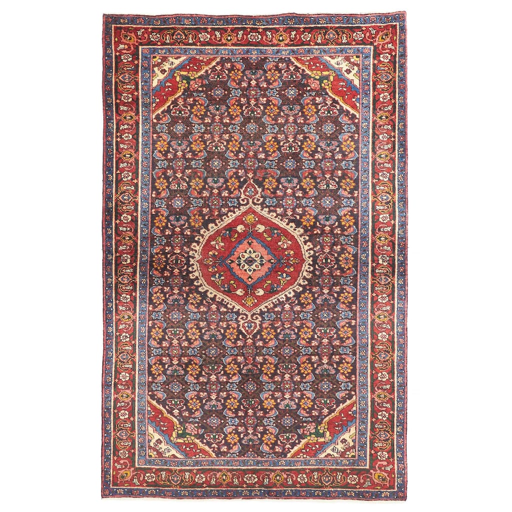 ECARPETGALLERY Hand-knotted Anatolian Vintage Dark Navy Wool Rug - 4'2 x 6'9