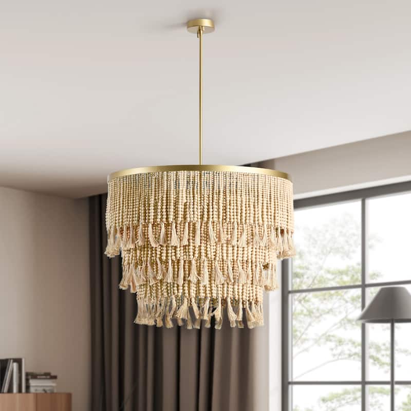 Brittany Natural Beaded Chandelier by Kosas Home - Natural