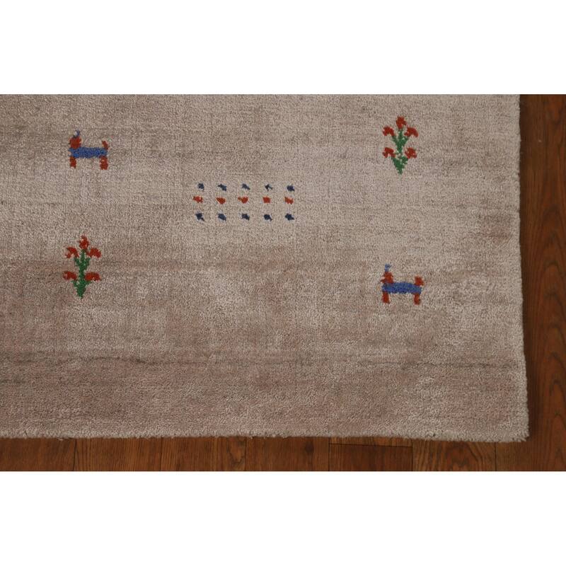 Tribal Gabbeh Indian Foyer Rug Handmade Beige Modern Silk Carpet - 3'0"x 5'0"