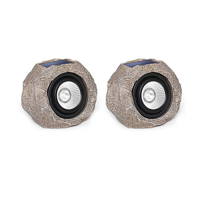 Solar Powered Rock Light Outdoor LED Pathway Landscape Lamp - Brown - Brown
