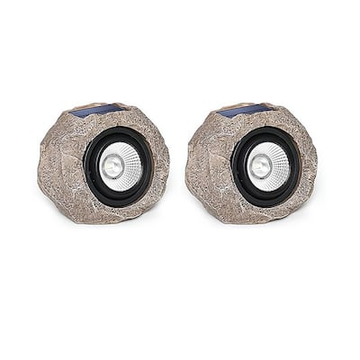 Solar Powered Rock Light Outdoor LED Pathway Landscape Lamp - Brown