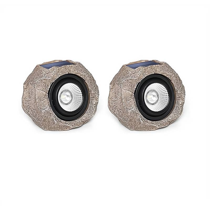 Solar Powered Rock Light Outdoor LED Pathway Landscape Lamp - Brown