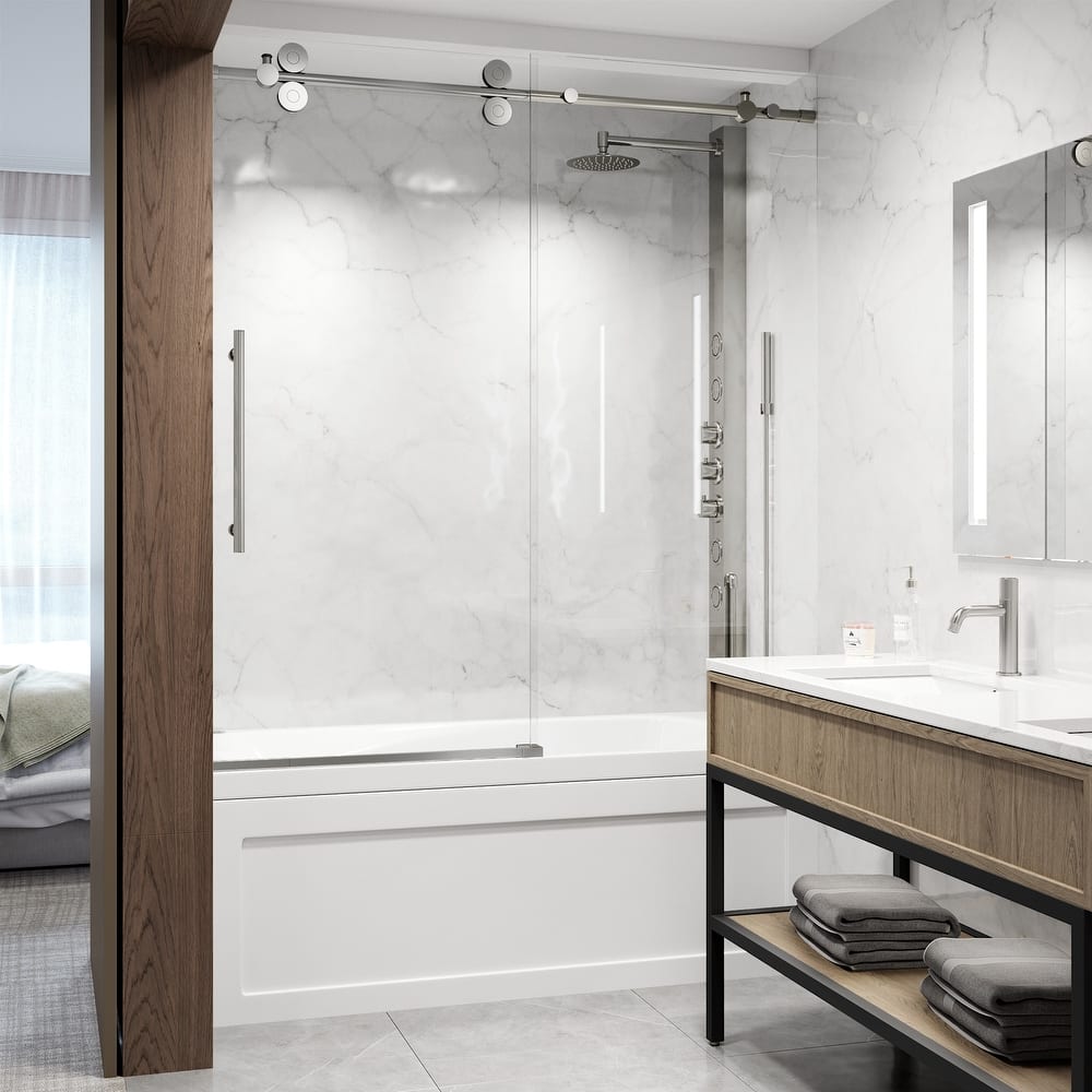 VIGO Elan 56" to 60" W x 66" H Frameless Sliding Tub Door