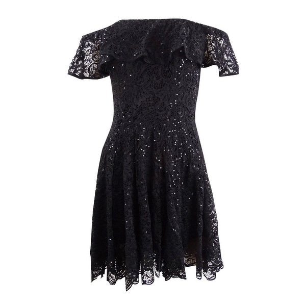 betsy and adam black lace dress
