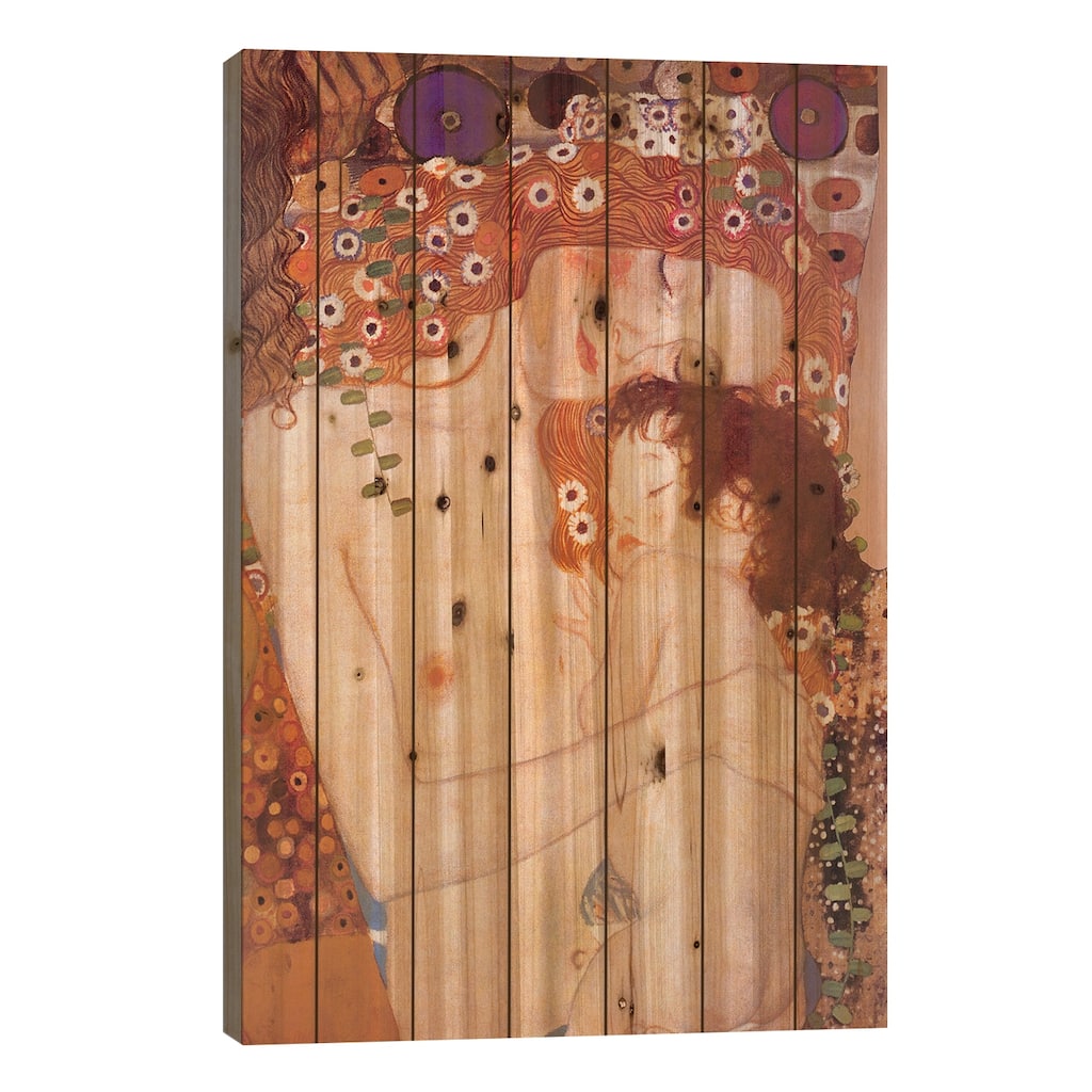 Mother And Child Print On Wood by Gustav Klimt - Multi-Color