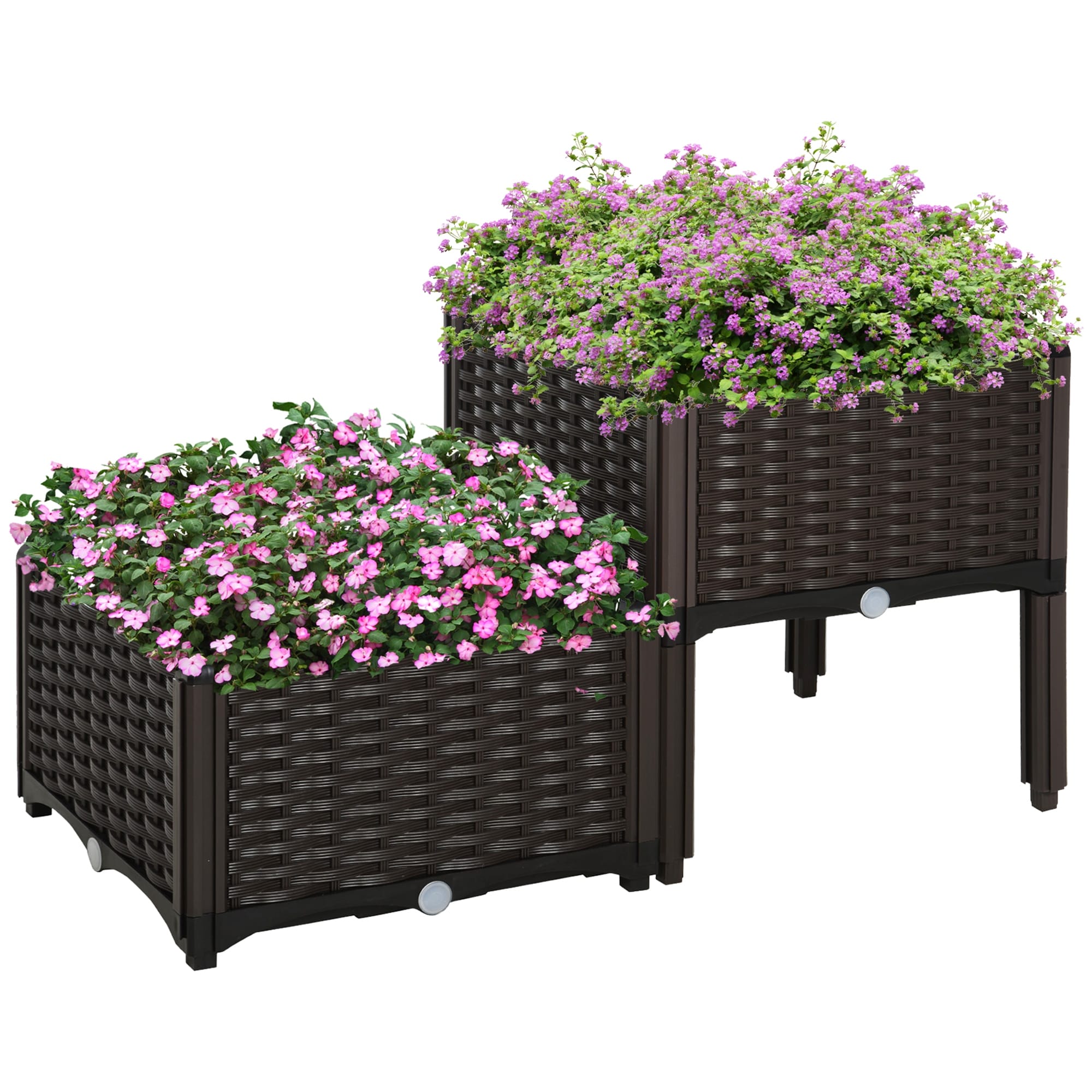 2 Piece Raised Garden Bed with Legs, Self-Watering Planter Box Raised Bed to Grow Flowers, Herbs & Vegetables